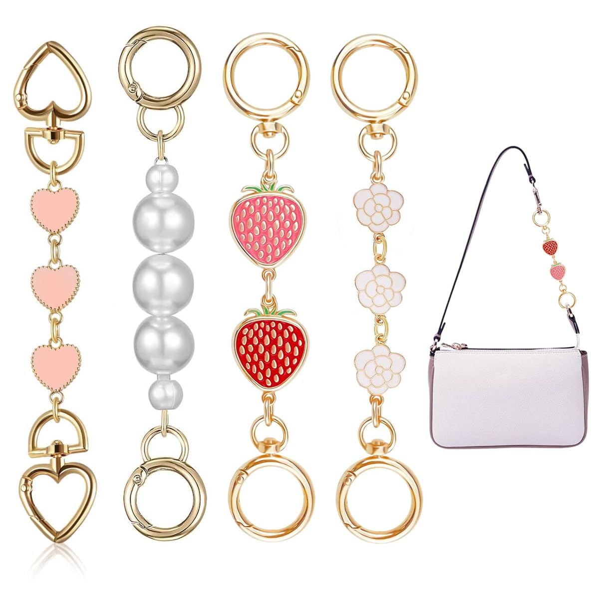 PALAY® 4Pcs Bag Extender Chain Golden Chain Extender for Bag 5.7-6.7 Inches Cute Charm Chain Strap for Bags Quick Connection Bag Extender Chain Fashion Bag Extender Chain for Purse, Handbag, Sling Bag-image-43