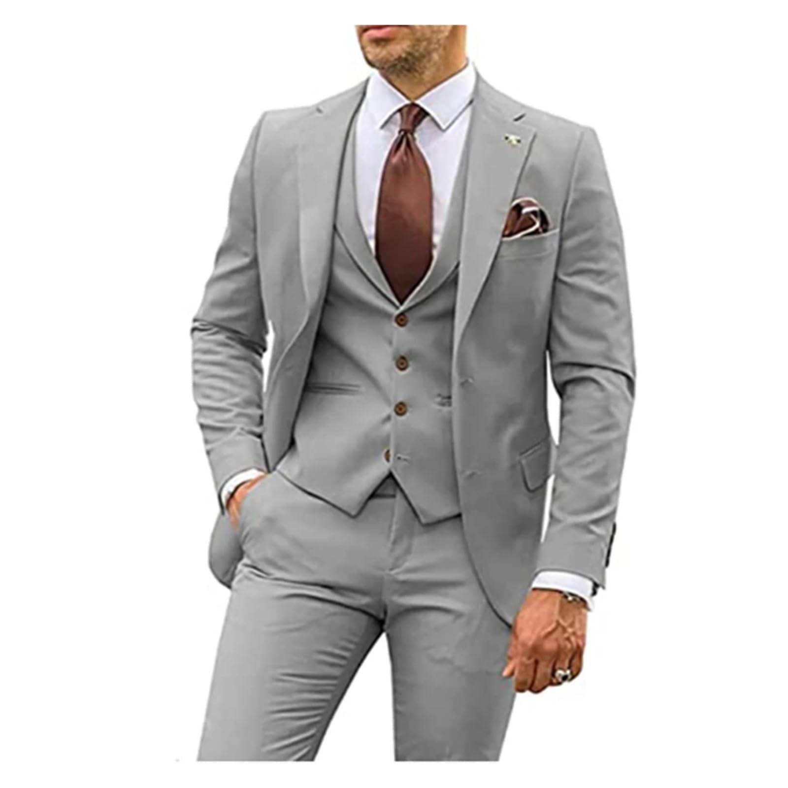 Trajes de Hombre Trajes de 3 Piezas for Hombre, Esmoquin Entallado for Novio, Trajes de Boda for Hombre, Traje de Fiesta Formal for Padrinos de Boda, Hombre, L (EU 50)