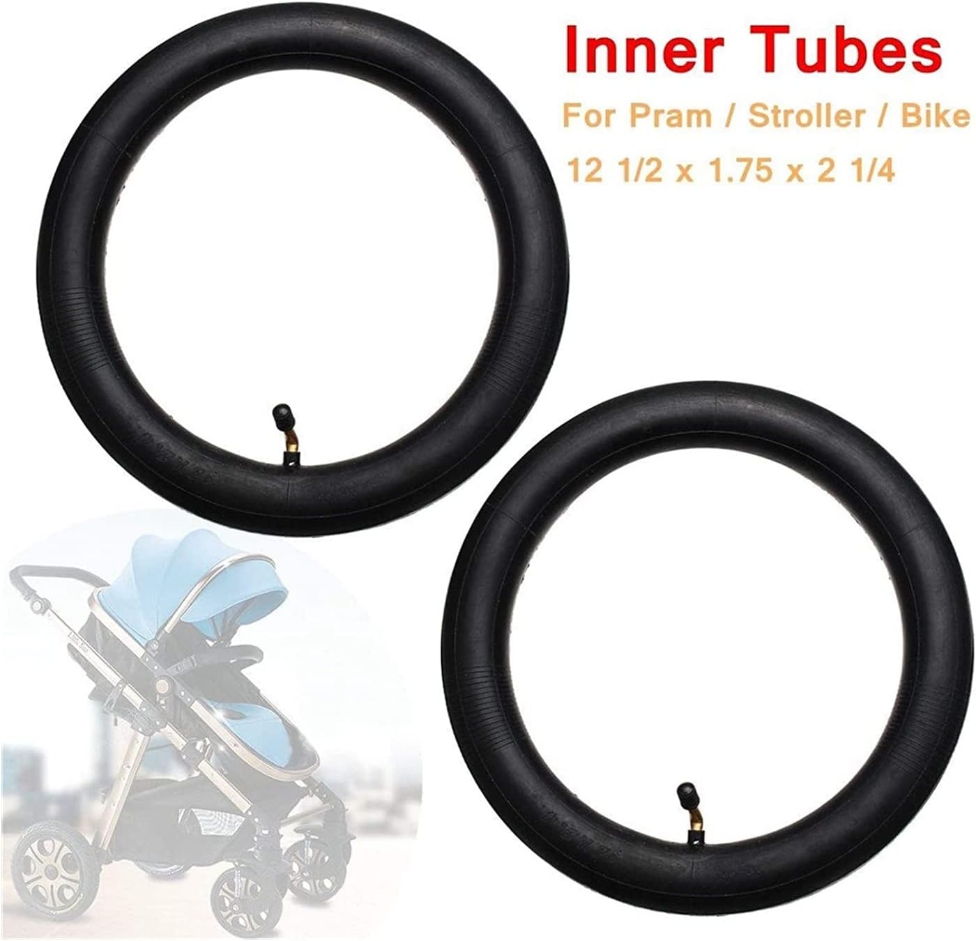 DEAVER Tube 2X 1Pair 12 1 / 2x1.75x2 1/4 Valve Tube Bend Compatible Child Bicycle Baby Walker Stroller