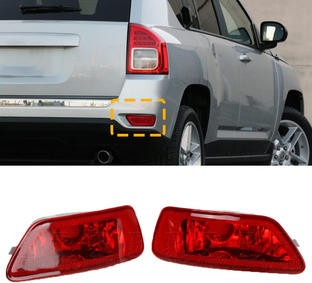 HERCOO Bumper Reflector Lights Lens Rear Right Fog Lamp Cover Compatible With Jeep Compass Grand Cherokee 2011 To 2017, Dodge Journey 2012 To 2018, Pack Of 2 - View #10