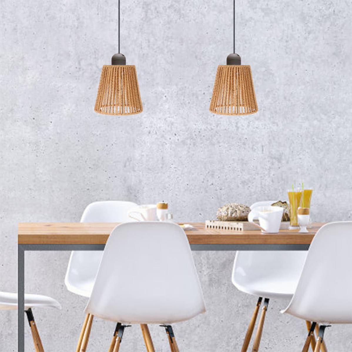 Set 4 Paralumi Intrecciati a Mano in Corda di Carta Stile Boho Rustico, Decorativi e Versatili per Lampade da Terra e Camera da Letto