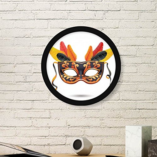 Cadre photo ronde en bois noir et peinture de masque de plume haut de gamme