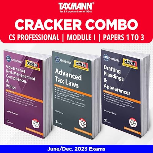 Taxmann's CRACKER COMBO | CS Professional | June/December 2023 Exams – Module I | Papers 1 to 3 | CRACKER Series | GRMCE, Tax/ATL and Drafting/DPA | 2023 Edition | Set of 3 Books