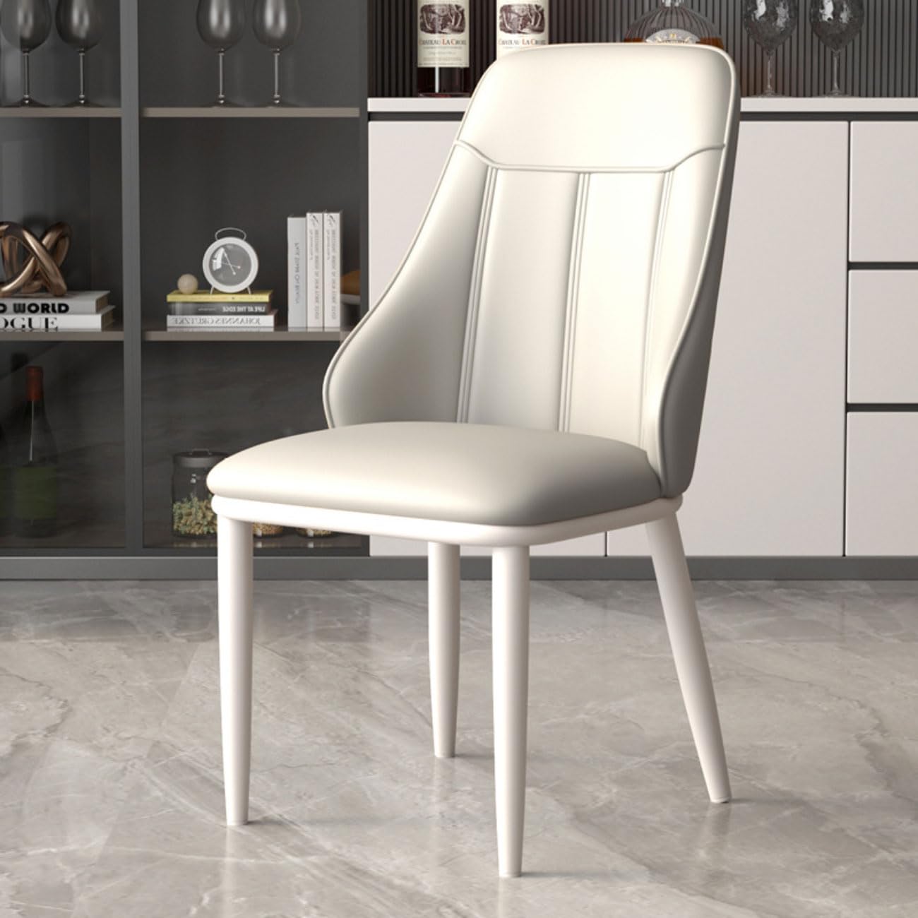 Light Luxury Dining Chair Set of 4 - High Resilience Upholstered Kitchen Chairs with Backrest & Metal Legs for Dining Room Bedroom or Office - Stylish Armchairs