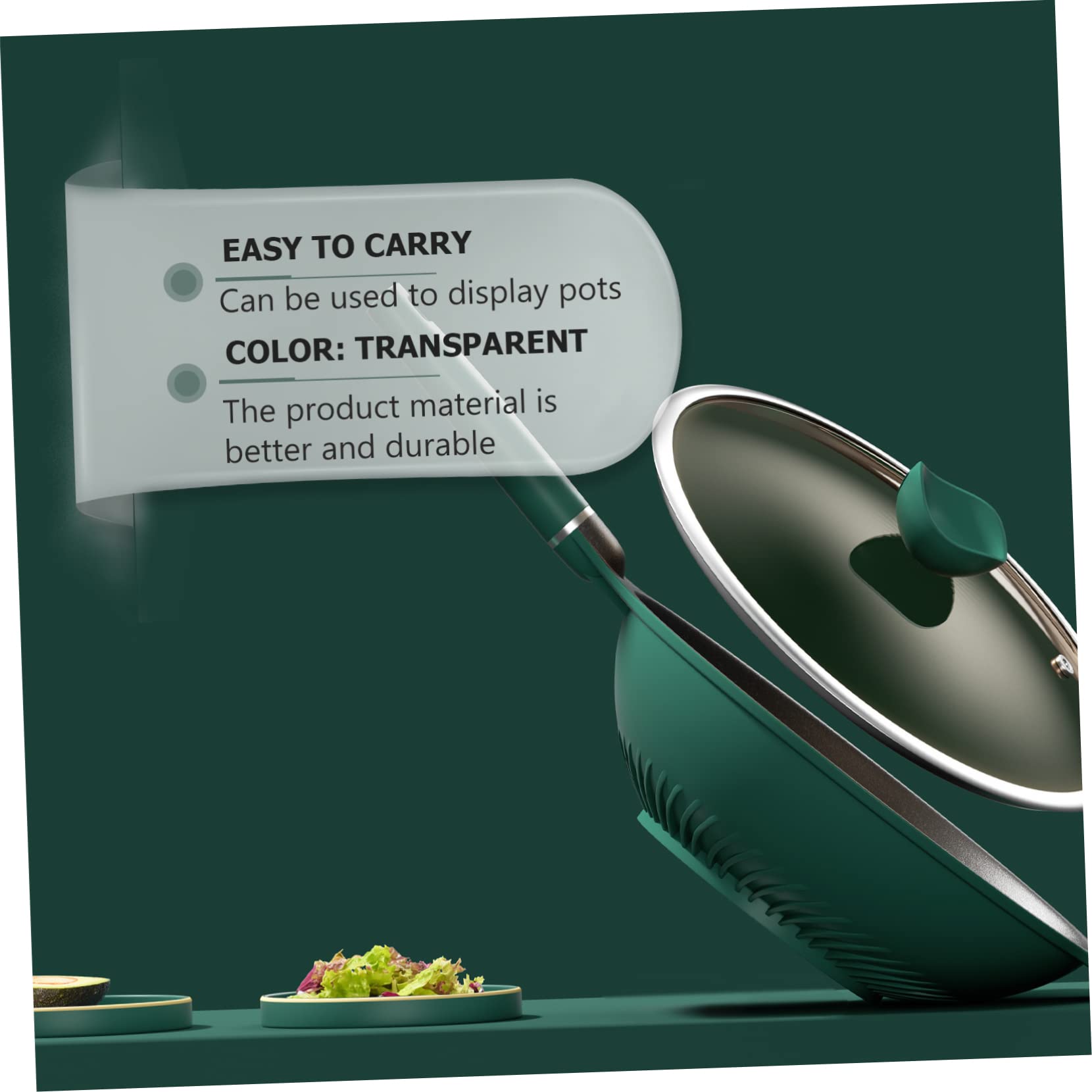 BESTYASH 1Pc Frying Pot Showcase Acrylic Induction Cooker Holder Transparent Display Rack for Frying Pans Simple Design Kitchen Organizer for Cookware and Pots