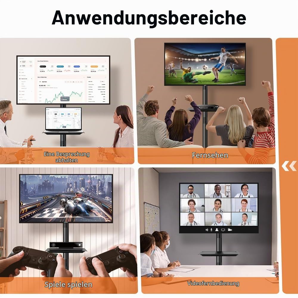 KKTONER Fernseher Bodenständer Mobiler TV-Ständer Mobiler Monitorständer für 23-60 Zoll bis zu 40kg