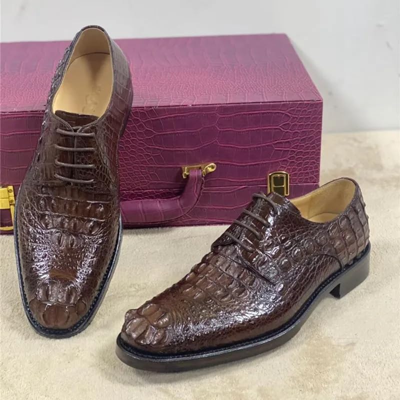 Authentic Real True Crocodile Skin Men's Brown Dress Shoes Genuine Alligator Leather 100% Hand Sewing Male Lace-up Formal Shoes3