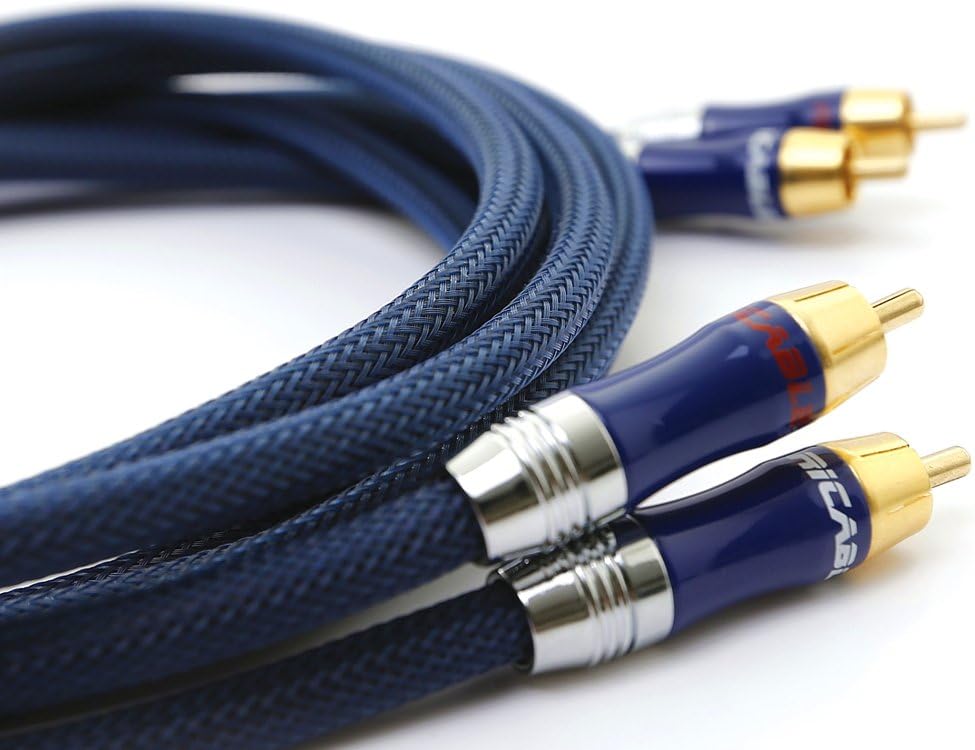 Ricable Ultimate RU1 - 1 Meter (3,3 feet) - Hi-Fi Audio Stereo RCA 2M/2M signal cable. Hi-Fi quality for analogue sources connection to the amplifier with OFC copper conductors and gold-plated contacts. Italian Design and Lifetime Warranty