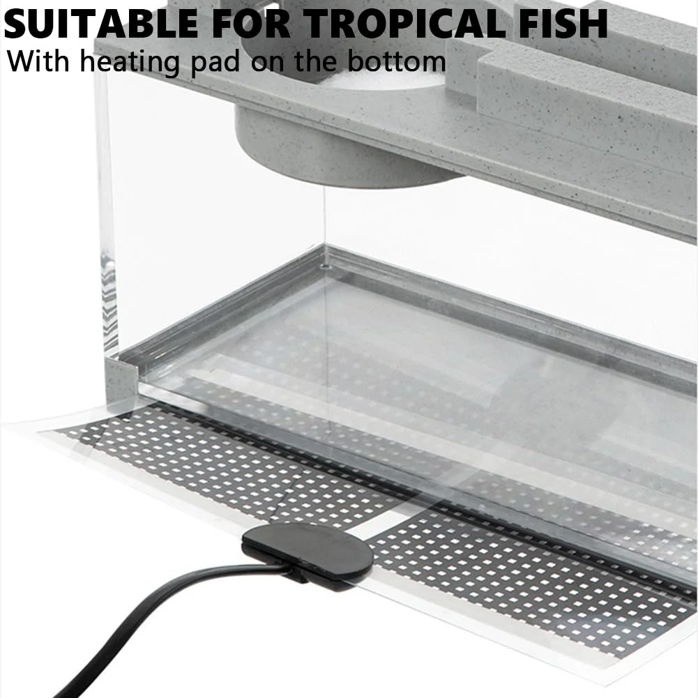 Acuario con Textura De Piedra De Plástico, Pecera Tropical De Mesa con Almohadilla Térmica Extraíble, Kit De Pecera Betta De Escritorio, Iniciador De Peces para Mascotas Pequeñas para Oficina