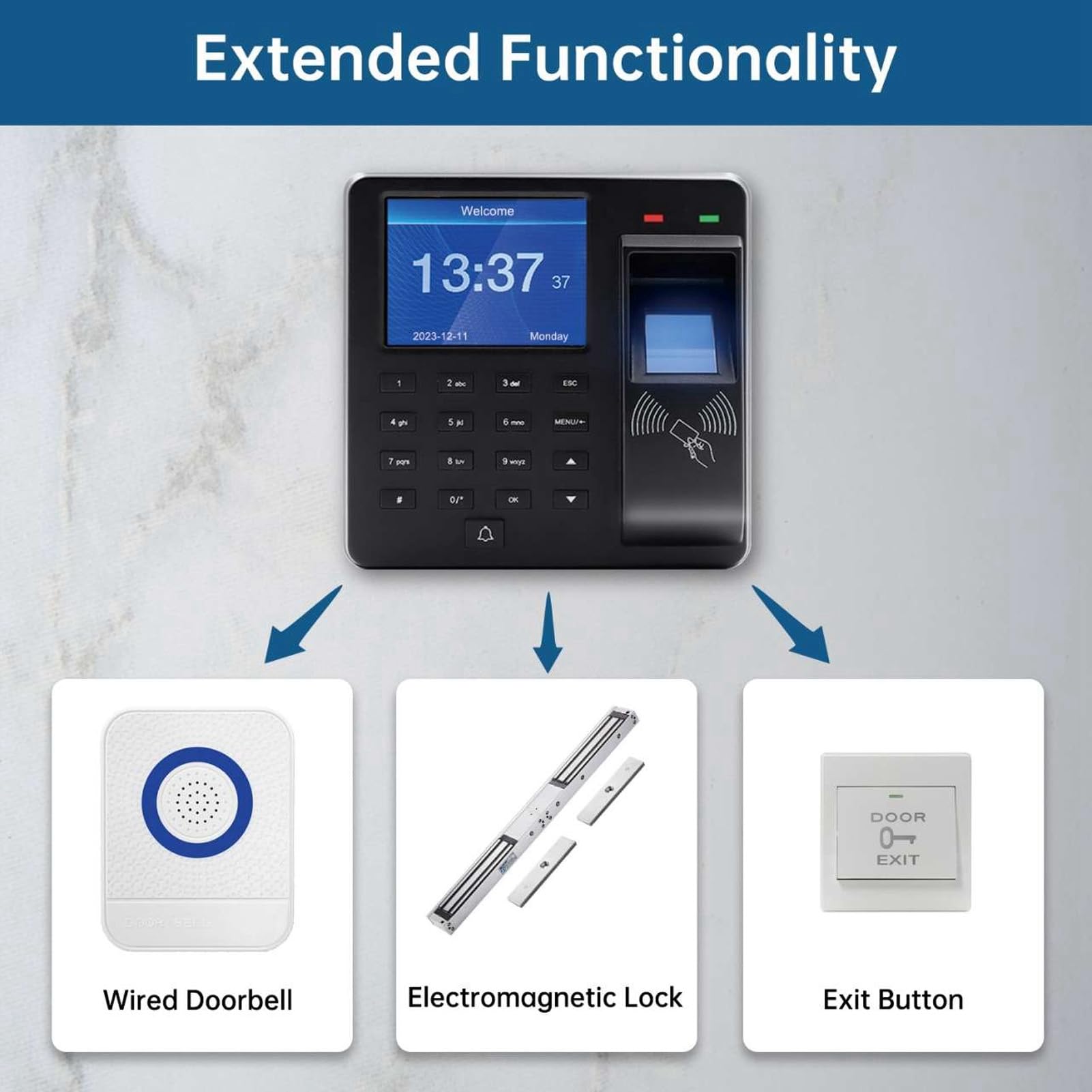 Greensen Orologio Marcatempo, Orologi Marcatempo per Dipendenti Piccole Imprese con Riconoscimento Impronta Digitale Password ID Card Macchina Presenze Standalone USB Download Dati per