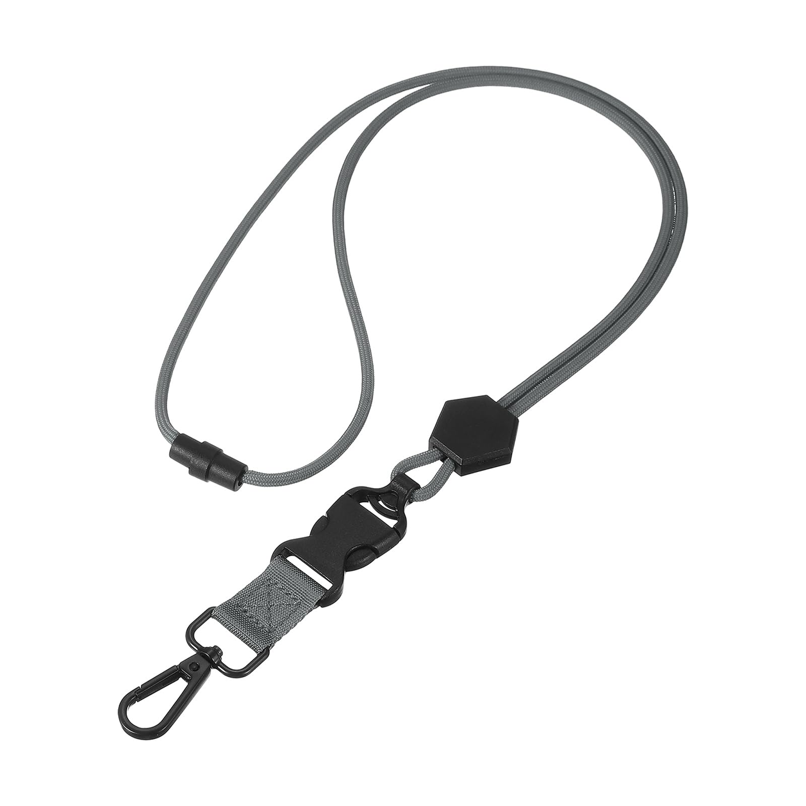 PATIKIL Breakaway Lanyard, Heavy Duty Teacher Neck Lanyard Cord with Safety Detachable Breakaway Buckle and Metal Hook Keychain Key Ring for Card Key ID Badge Holder, Gray