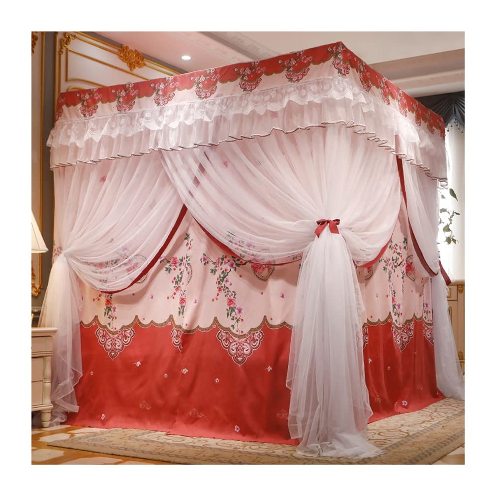 GJMSSMY Court Style Bed Canopy For Twin Queen King, Easy Install Dustproof Blackout Bed Curtain Mosquito Net Bedroom Decor (Color : B, Size : 180X200cm/71X79in)