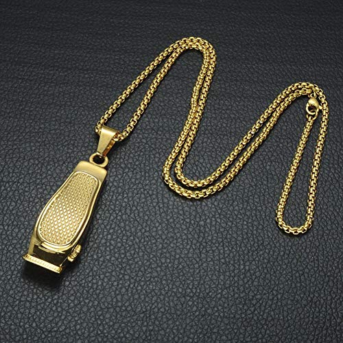 Unisex Hairdresser Necklace 18k Gold Plated Stainless Steel Hair Clipper Barber Pendant3