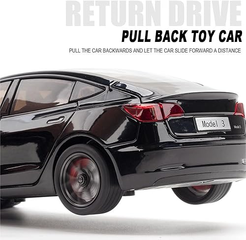 Miniatura 5 de Addcean Coches de juguete a escala 124 compatibles con el modelo 3, autos de metal fundido a presión con luzsonido, juguetes de auto para niños y