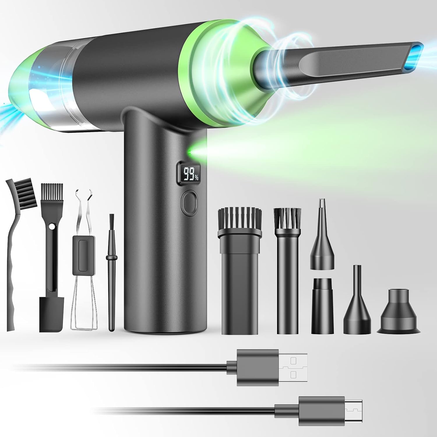 Compressed Air Duster Keyboard Cleaner 90000RPM Electric Air Duster & Vacuum Cleaner