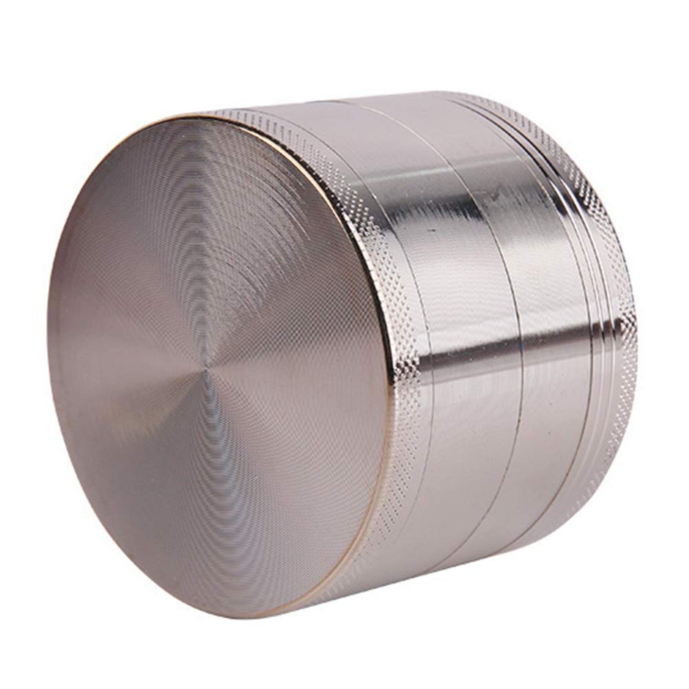 Chillers Pollen grinder | Ø 40mm stainless steel grinder | Grinder with magnetic lid | Spice Herbs Spices Herb | Pollen scraper | Does not stick | Nylon ring (Color : Silver)
