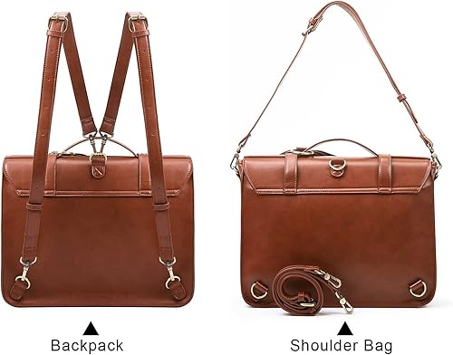 Miniatura 18 de ECOSUSI Maletín para mujer, mochila de mensajero de cuero sintético de 14 pulgadas, bolsa para computadora portátil, bolsa para computadora