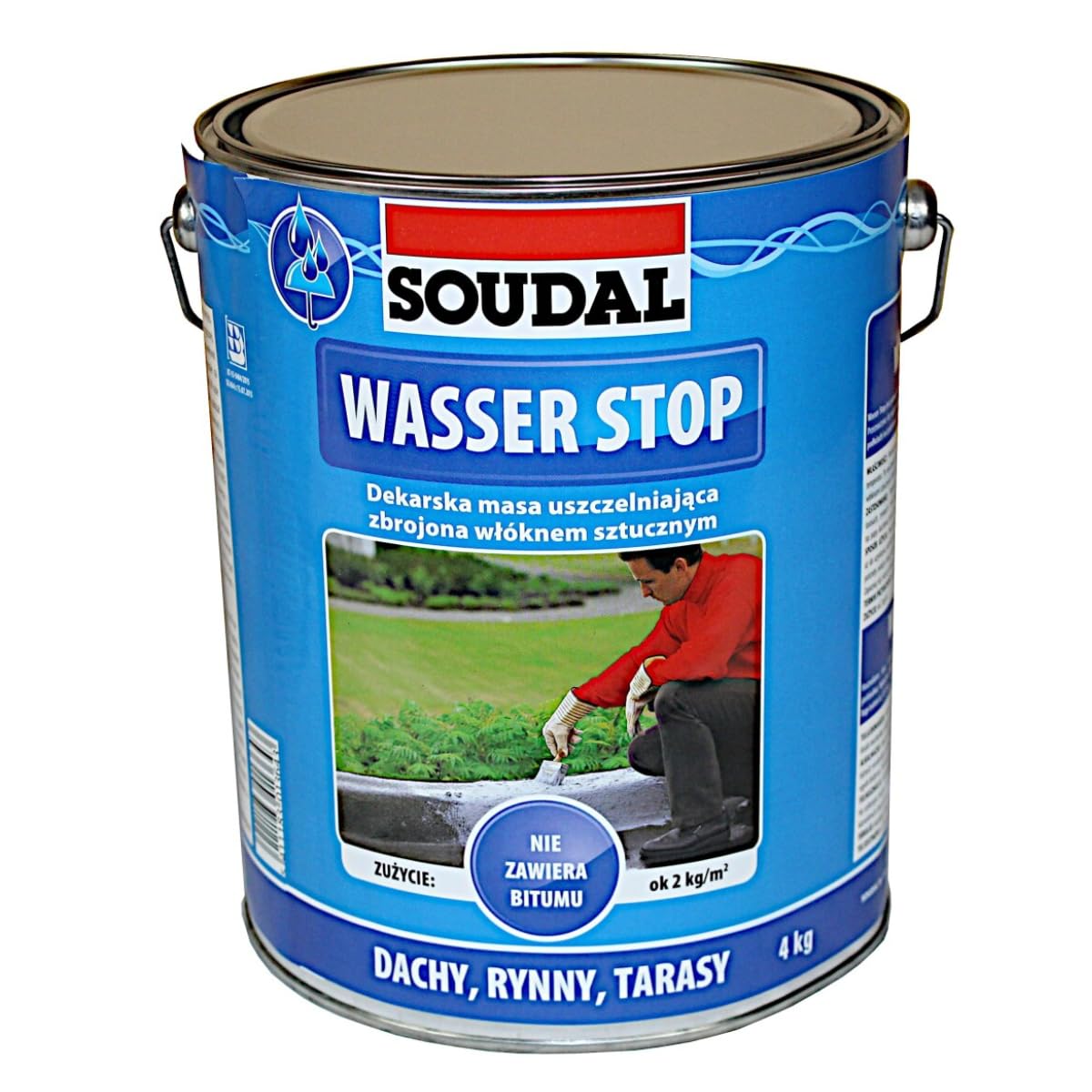 Soudal Water Stop z powłoką wzmocnioną włóknem sztucznym do mokrych i suchych powierzchni, kolor szary (dostępne różne rozmiary)