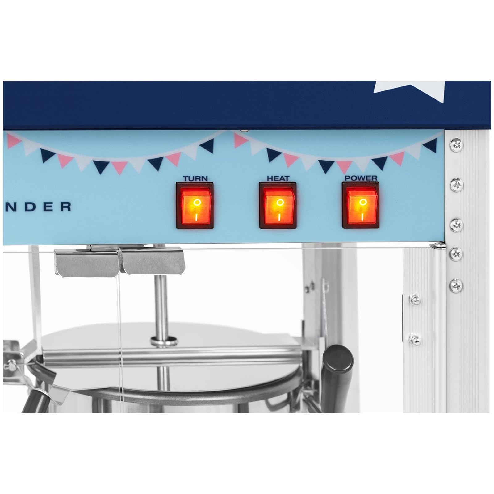 Royal Catering Macchina Per Pop Corn Professionale (1.500 W, Da 5 kg/h, Blu) Macchina Retro Pop-Corn