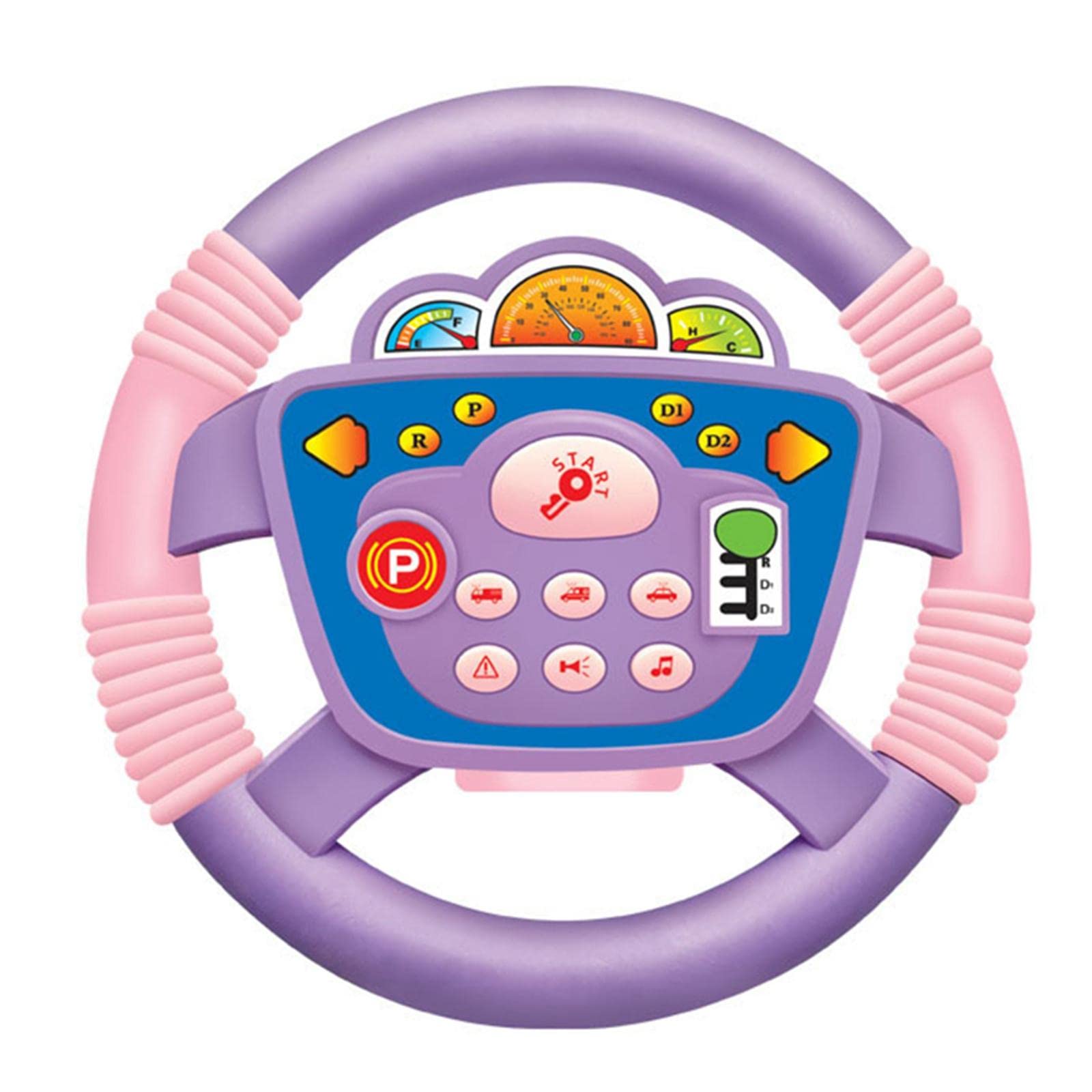 Volante de Juguete Infantil Volante Interactivo Educativo con Tablero Y Funciones de Vehículo Música Dinámica Y Plástico Ventosa Y Base Estable,