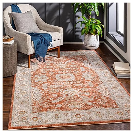 Mark&Day Area Rugs, 5x8 Schiphol Traditional Burnt Orange Area Rug, Orange / Yellow / Green Carpet for Living Room, Bedroom or Kitchen (5' x 7'5")