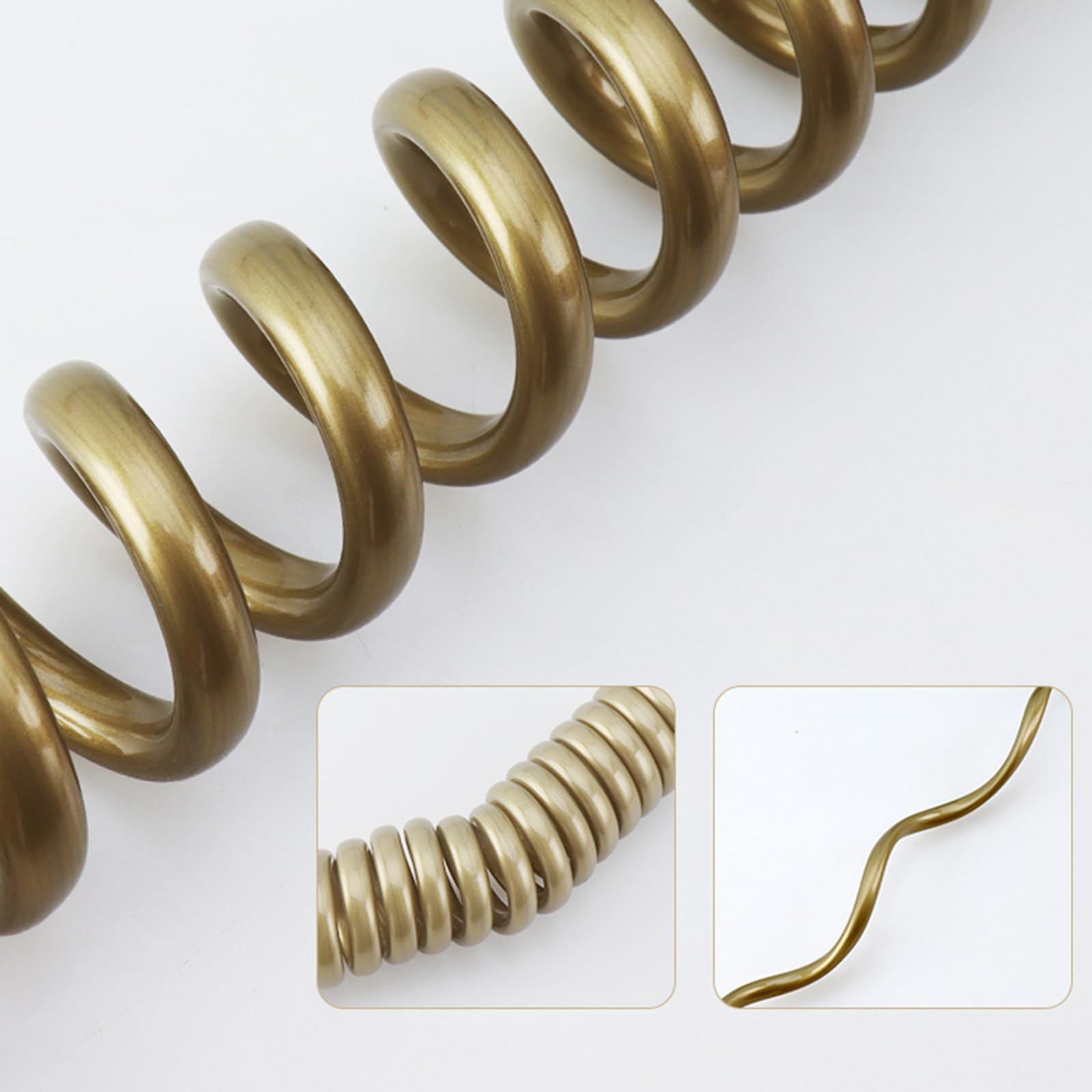 Manguera Ducha Bidet para Wc Manguera de Ducha Retráctil Manguera Espiral con Conector de Latón Manguera de Ducha Flexible Resorte,Oro,1,5 M