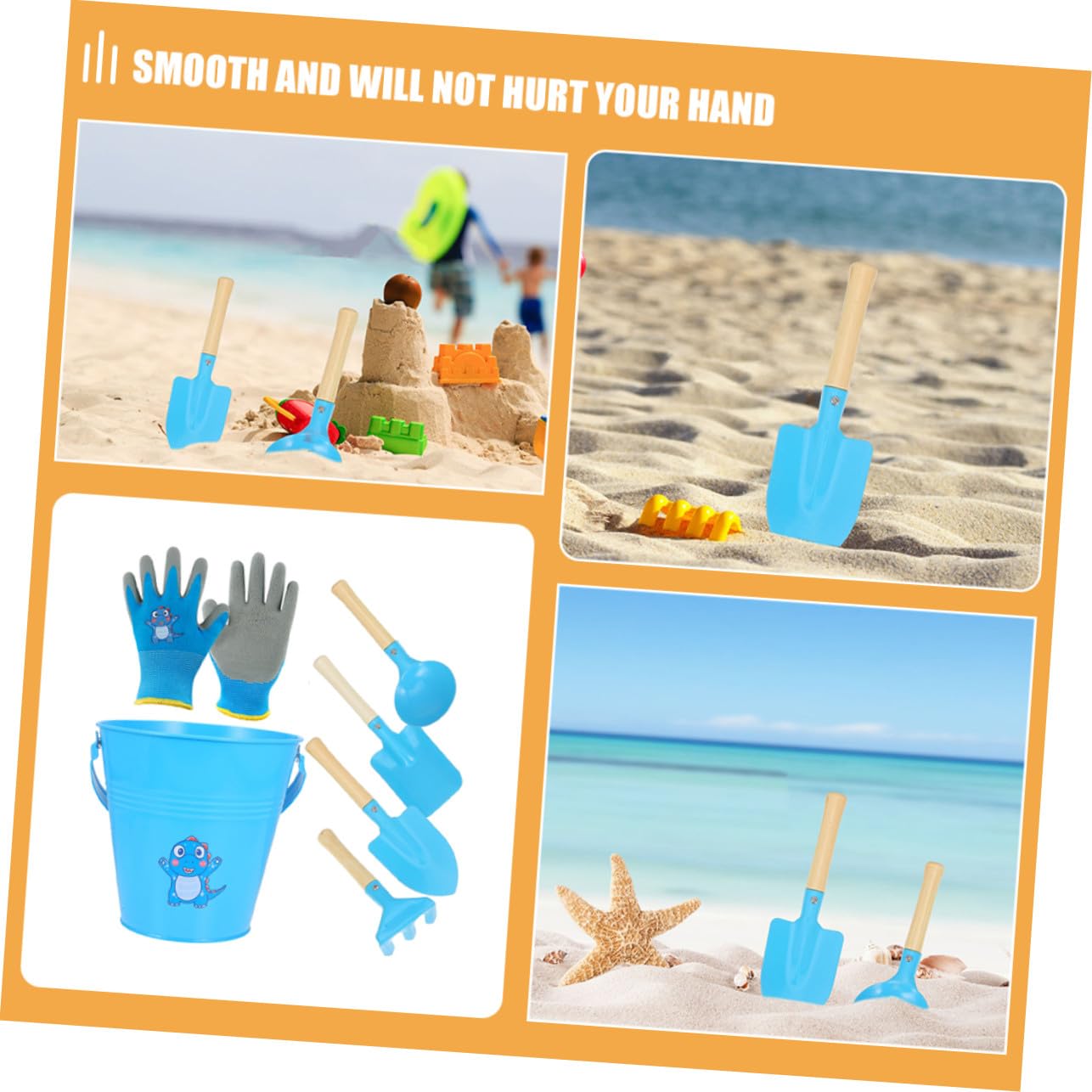 Secchiello e Paletta da Spiaggia per Bambini Ferro Legno | Atmosfera Estiva, Giochi Spiaggia, Giocattoli da Spiaggia, Kit di Giocattoli da Spiaggia, Giochi Anni Ragazzo Ragazza