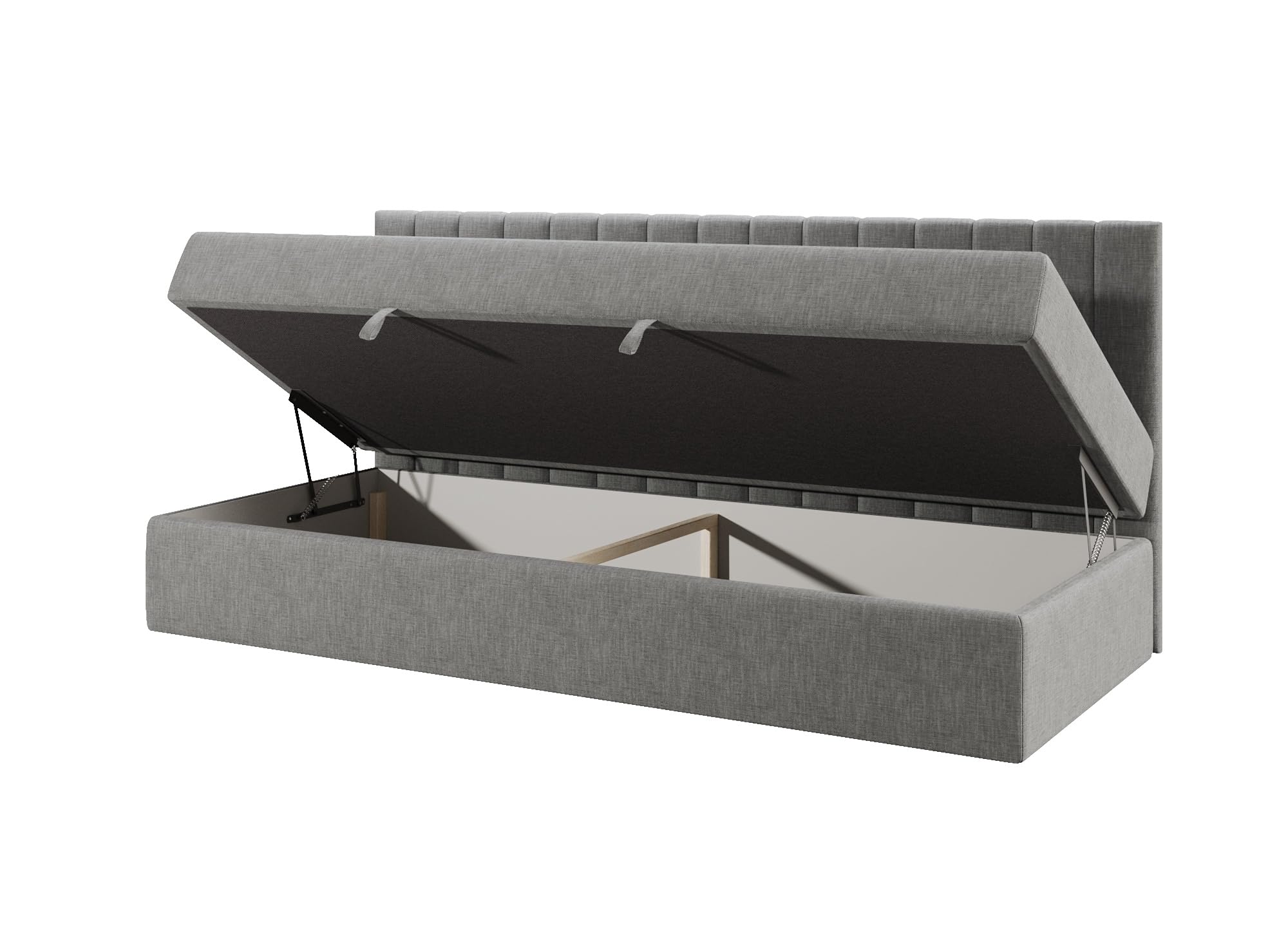 Bett Intaro 35M, 90x200 cm, Matratze, Bettkasten, Stauraum, Dunkelgrau