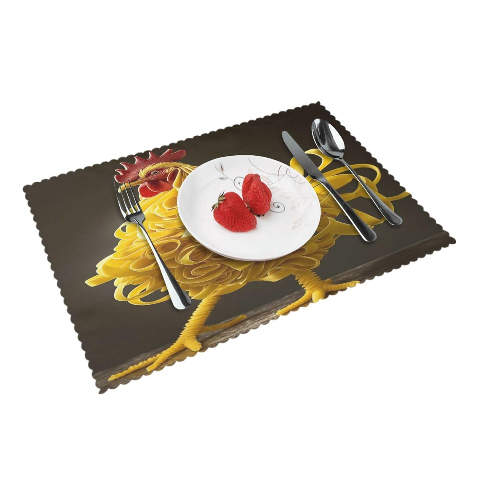 Noodles Rooster Art Placemats Set of 4 Print Table Mats Place Mats Table Decor for Kitchen Dining 12X18 in
