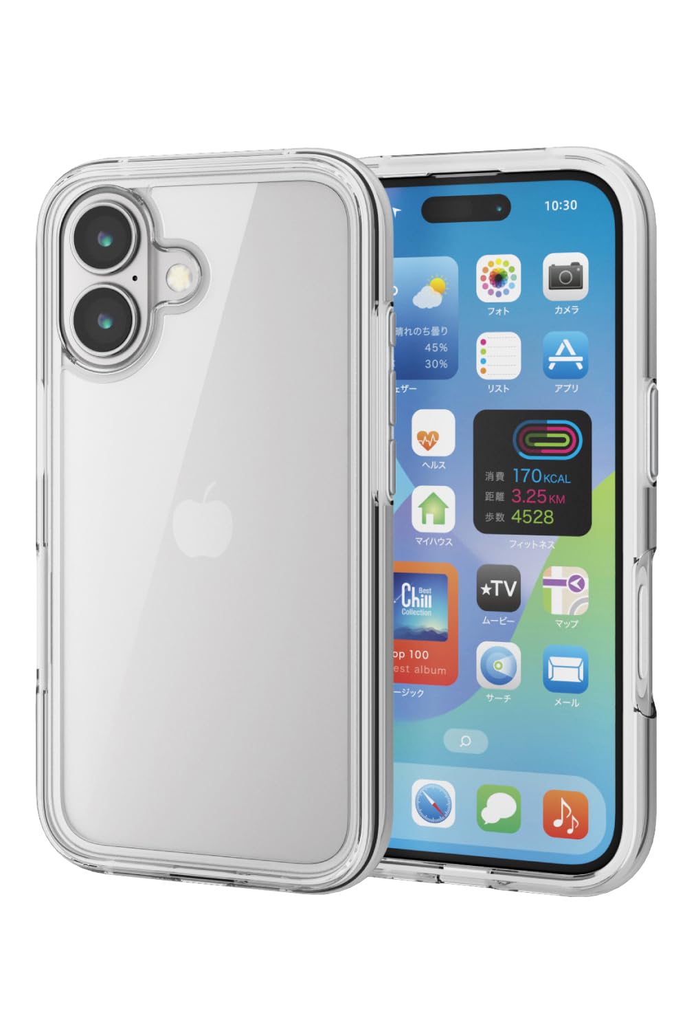 Amazon.co.jp: エレコム iPhone 16 ケース 背面クリア 耐衝撃 衝撃吸収