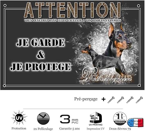 Pets Easy Com Plaque Attention Au Chien Femelles Dobermann Pre Perforee Et Vis Comprises De 30 Cm A 15 Cm Amazon Fr Animalerie