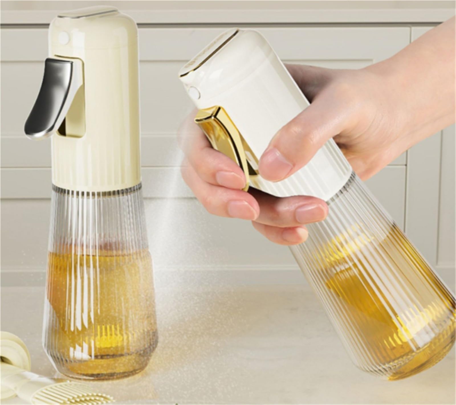 Ölsprüher Für Speiseöl Glashaushalts-Olivenölspender For Die Luftfritteuse, For Kochen Von Salat Und Grillen Grillen Küche(White)