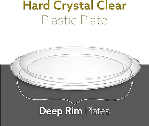 Miniatura 7 de PLASTICPRO Platos desechables de plástico transparente con platos de fiesta, de alta calidad, pesados y elegantes (20, transparente)