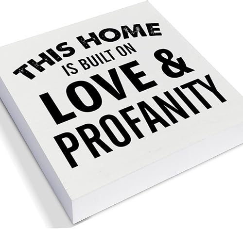 Miniatura 2 de Letrero decorativo de madera con texto en inglés "This Home is Built on Love" para el hogar, familia, bloque de madera, decoración moderna, estante