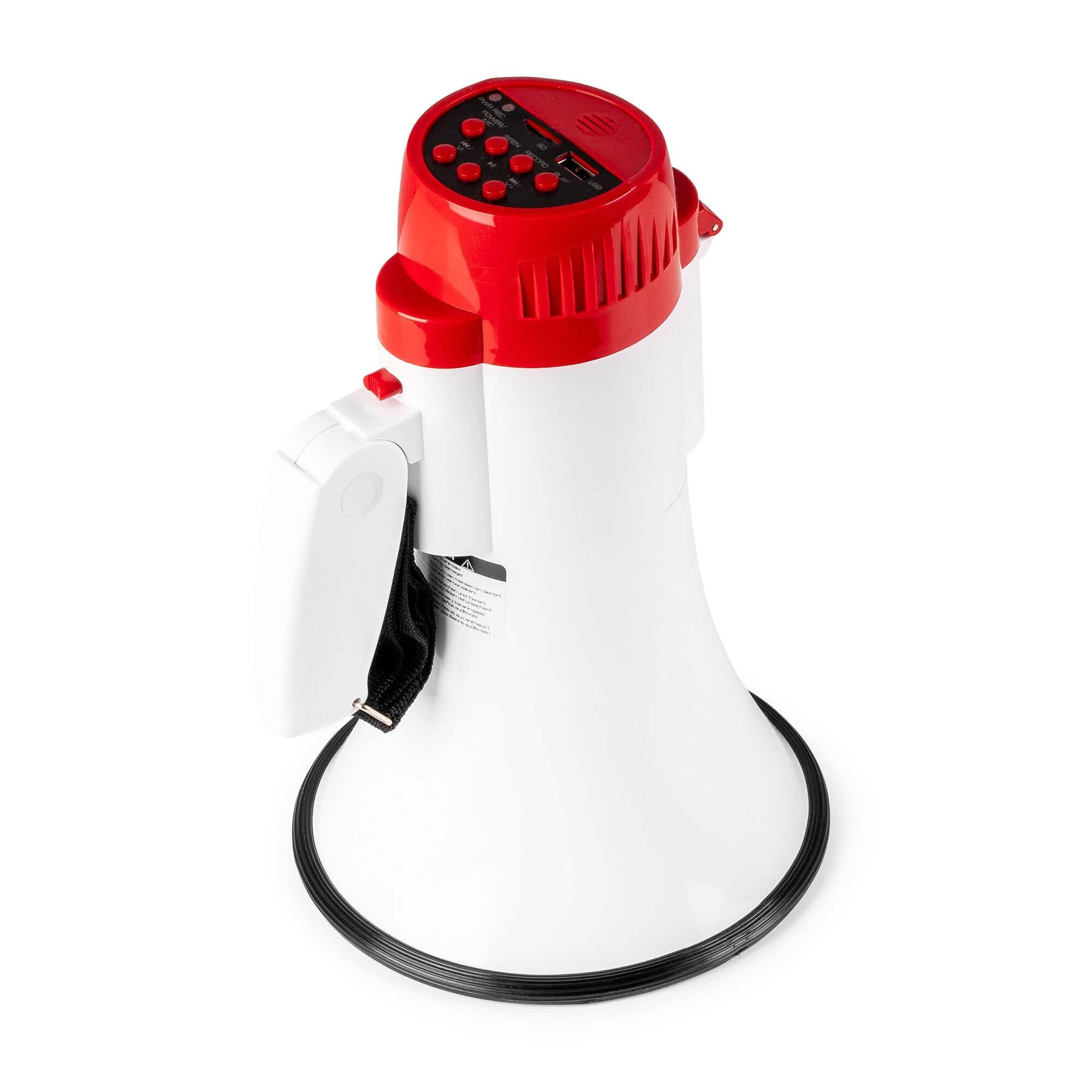Vonyx MEG025 Megafono portatile con Bluetooth da 25 W, 800 m di portata, ingressi USB/MicroSD, Sirena, funzione di registrazione, Megafono palmare con batteria ricaricabile per eventi interni ed