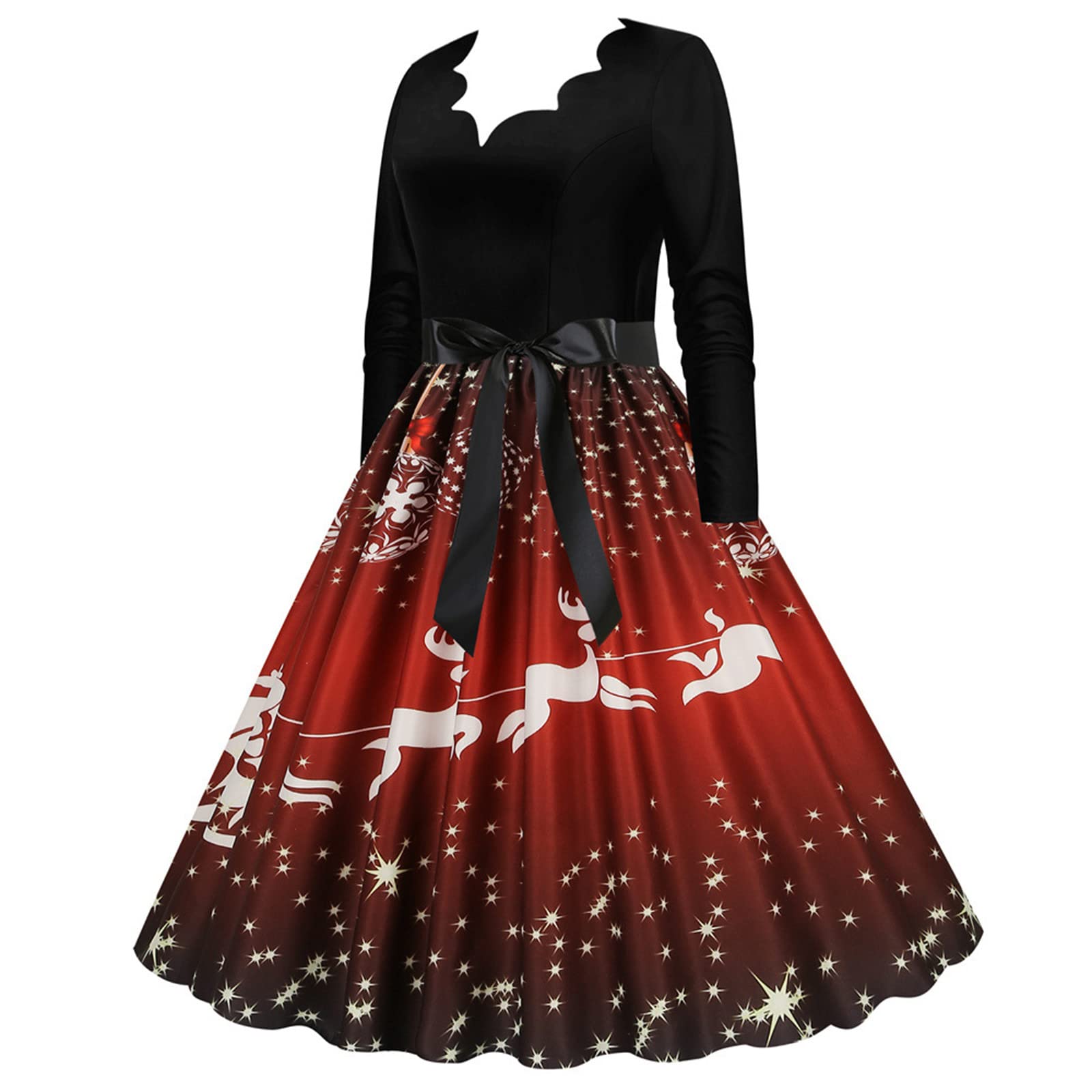 open lace back dress HDE Women's Plus Size Party Dress Ugly Christmas Sweater Long Sleeve Above  Knee Skater Dress Fun Holiday Xmas Swing Tunic Dear Santa Bring Wine