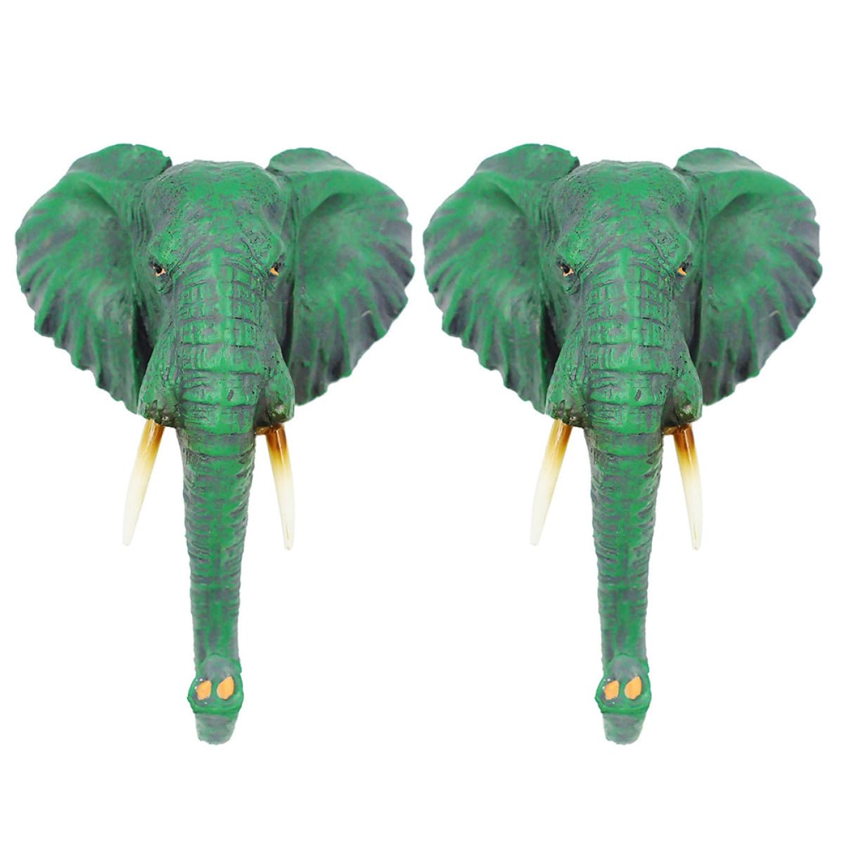Gancho de pared de elefante verde Kisangel de resina vintage pack de 2 para salon