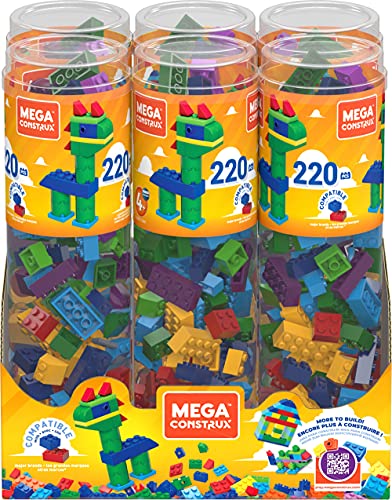Mega-Construx-Set-Tubo-Costruzioni-Large-da-220-Mattoncini-Giocattolo-per-Bambini-4AnniGVM51