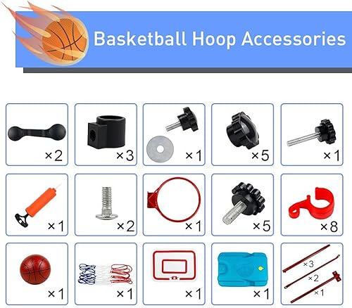 Miniatura 7 de Fajiabao Toddler Basketball Hoop Indoor Adjustable Height Kids Basketball Hoop Outdoor Mini Poolside Basketball Goal with Base, 3 Mini Rubber