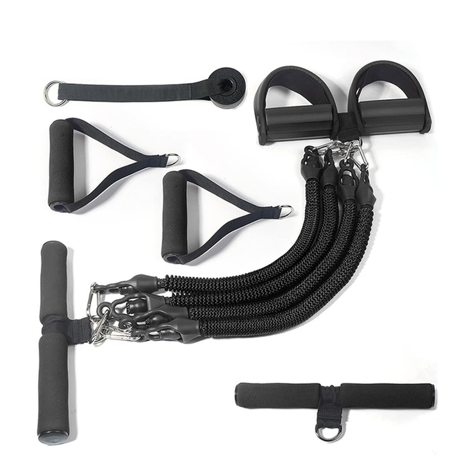 Pedaltrainer Fitness-elastische Bands Multifunktionale 4 Röhrchen Latex-Zugseil-Expander-Trainings-Pedal Sportausrüstung Widerstandsbänder Home Fitnessstudio Pedaltrainer Für Zuhause(Black)