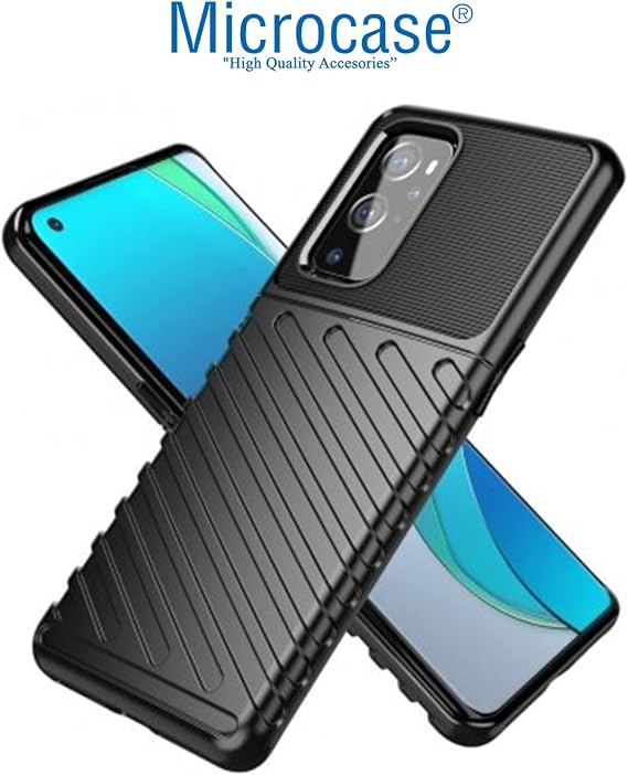 Microcase OnePlus 9 Çin Versiyon Thunder Serisi Darbeye Dayanıklı Silikon Kılıf - Siyah