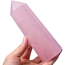Large Rose Quartz Towers Pink Crystal Point Obelisk 6 Faceted Healing Crystal Stone Wand for Meditation Gift 1.7-2.2 Pound