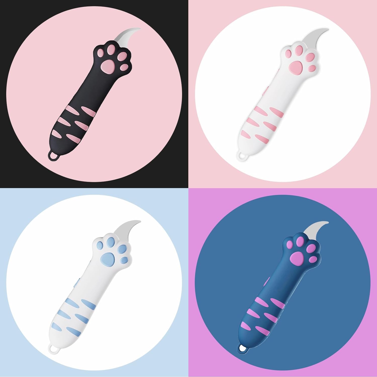 Retractable Cat Paw Box Cutter, Slide Design Utility Knife with Safety Lock, Compact Package Opener for Boxes, Envelopes, and Tapes, Portable Multi-Purpose Cutting Tool for Everyday Use (Pink)