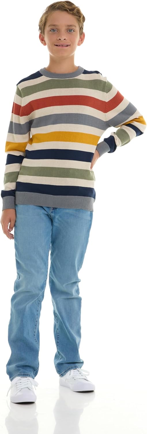 Boys 100% Cotton Crewneck Sweater Soft Knit Pullover for Fall and Winter Long Sleeve Warm Knit - Image 7