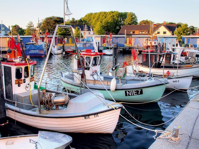 CALVENDO Puzzle Fishing Boats in Niendorf 1000 Pieces Puzzle Landscape | Laying Size cm Photo Puzzle for Happy Hours