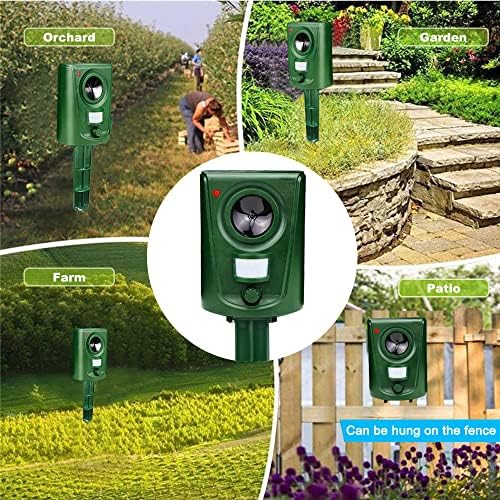 FIOLOM Animal Repellent Battery Powered Animal Repeller Ultrasonic Deterrent Devices Outdoor Defender for Cat Dog Rabbit Squirrel Rat Deer Raccoon Skunk Waterproof with Motion Detector