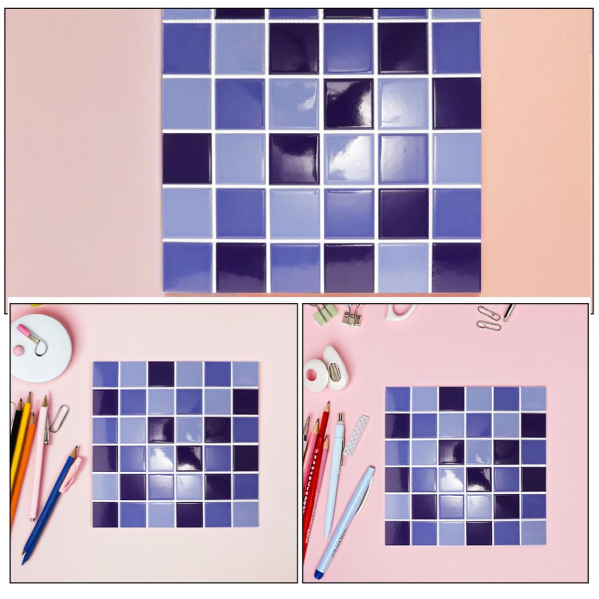 PACKOVE Azulejos de Cerámica Azul sin Juntas 2 Piezas