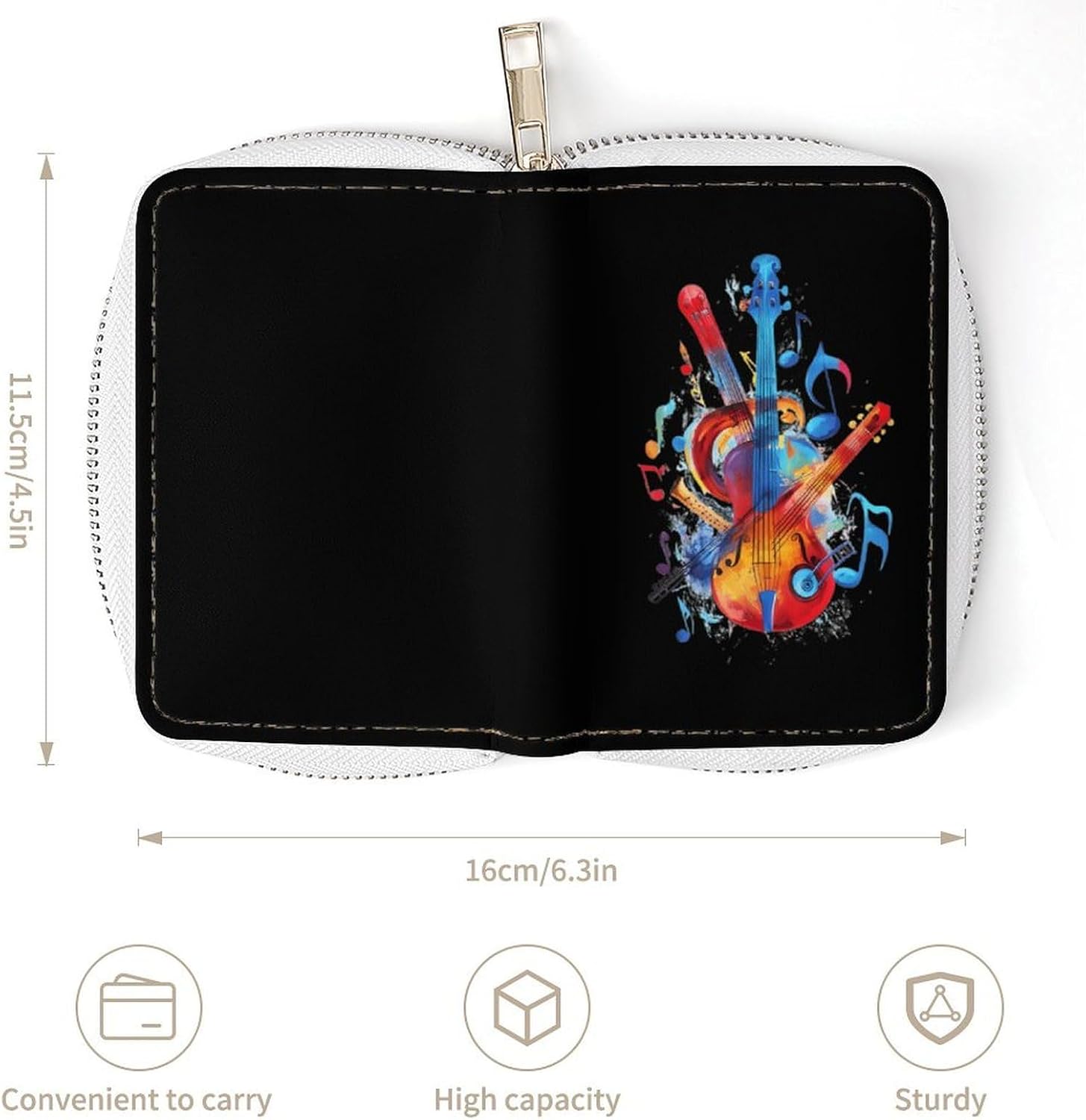 Musical Notes Violin Instruments Small Business Credit Card Holder Wallet with 20 Card Slots Case Coin Purse Pouch