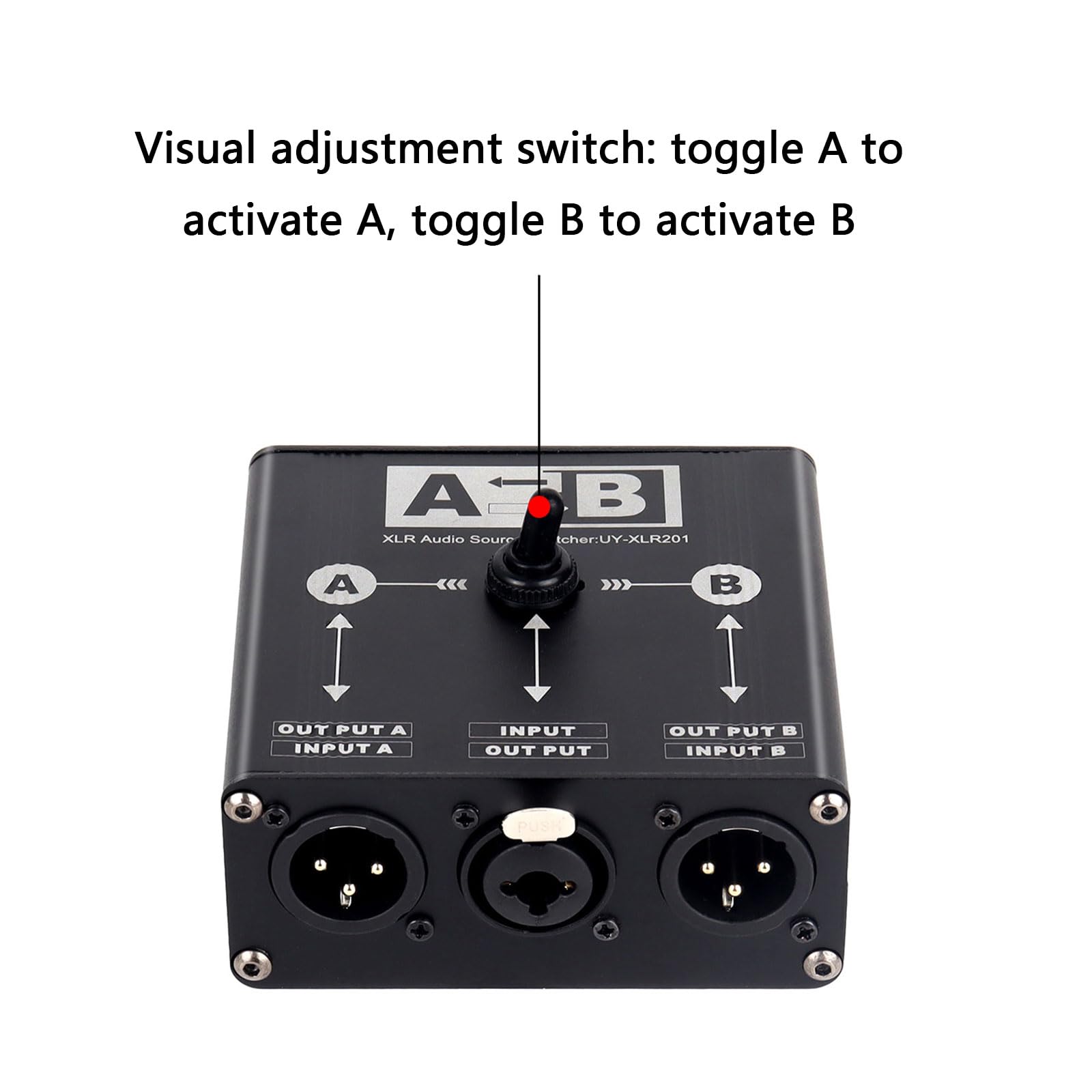 Selettori di commutazione audio XLR a uscita singola a 2 ingressi Segnali silenziosi passivi Routing Design in metallo Dispositivo di routing suono dal vivo