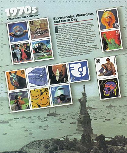 United States Postal Service USPS Celebrate The Century 1970s Sheet of Fifteen 33 Cent Stamps Scott 3189